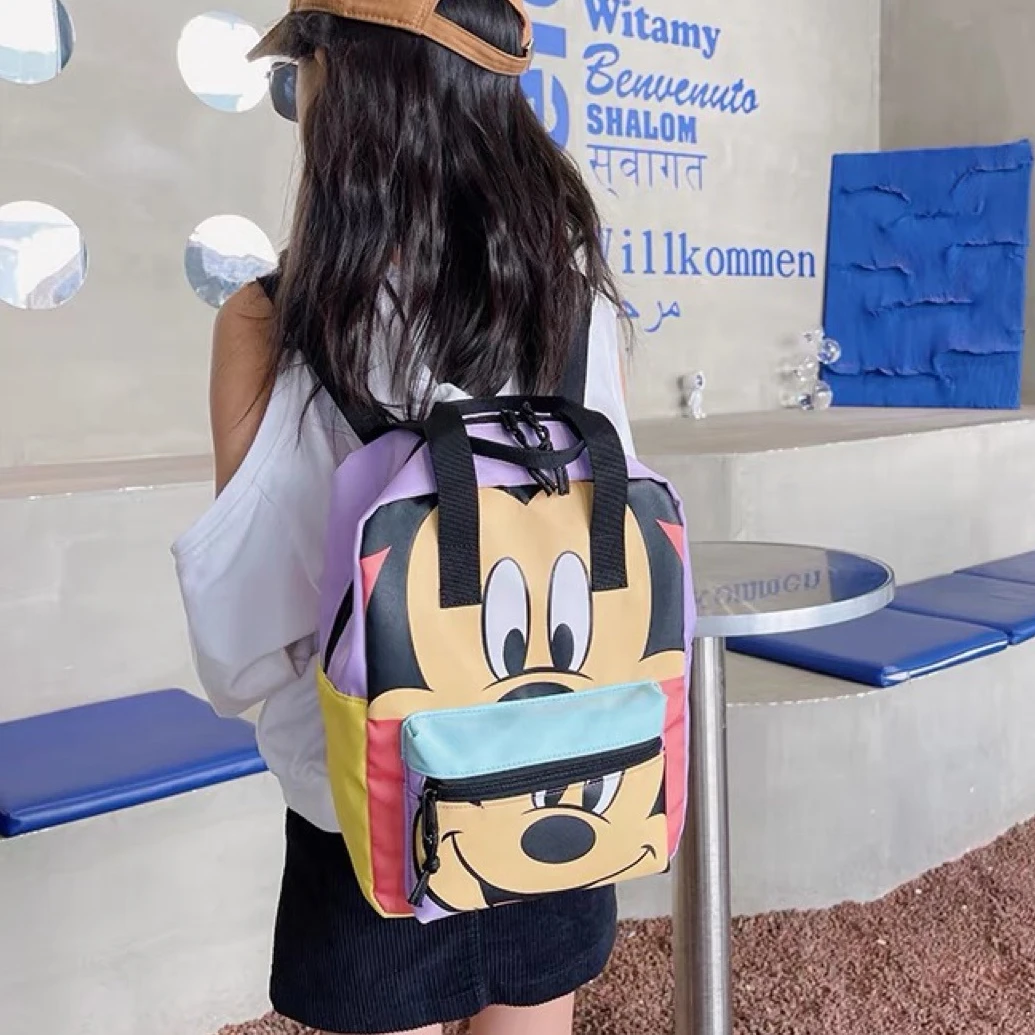 

Disney Mickey Backpack Color Matching Printed Pattern Large Capacity Nylon Material Schoolbag Gift for Boys and Girls