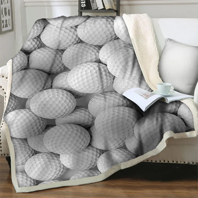 

Golf Ball 3D Soft Flannel Throw Blankets For Beds Sofa Lightweight Warm Bedspread Suitable Couch Chair Quilt Nap Cover Portable