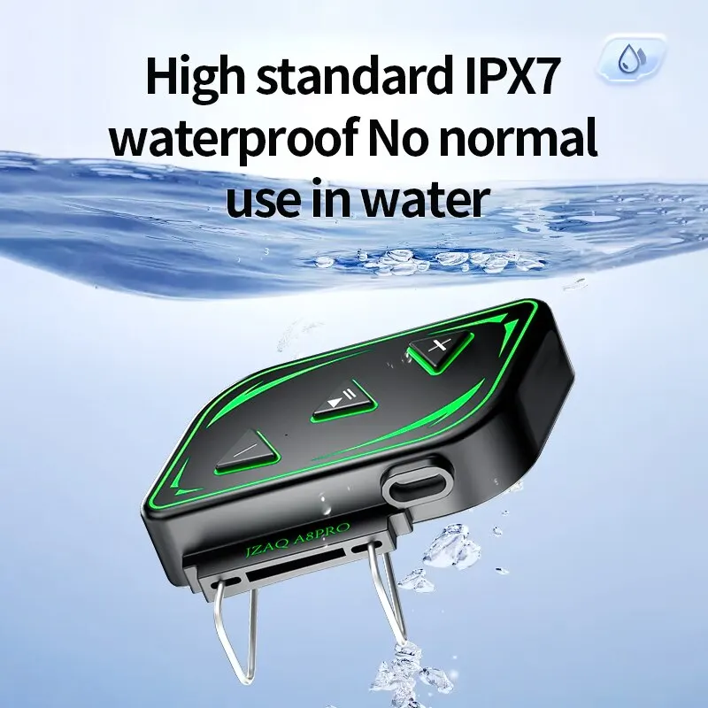A8 프로 오토바이 헬멧 블루투스 헤드셋, 무선 V5.3 방수 핸즈프리, 1650mAh 통화 음악 이어폰, 라이더 모토 헤드폰
