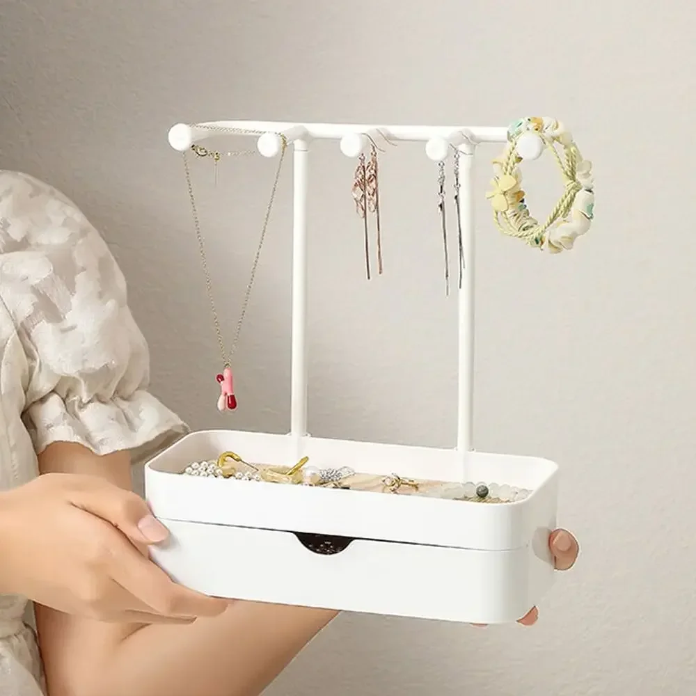 Fashion Portable Jewelry Display Rack with Drawer Box with Wooden Base Storage Rack Key Photography Props Desktop Storage Box