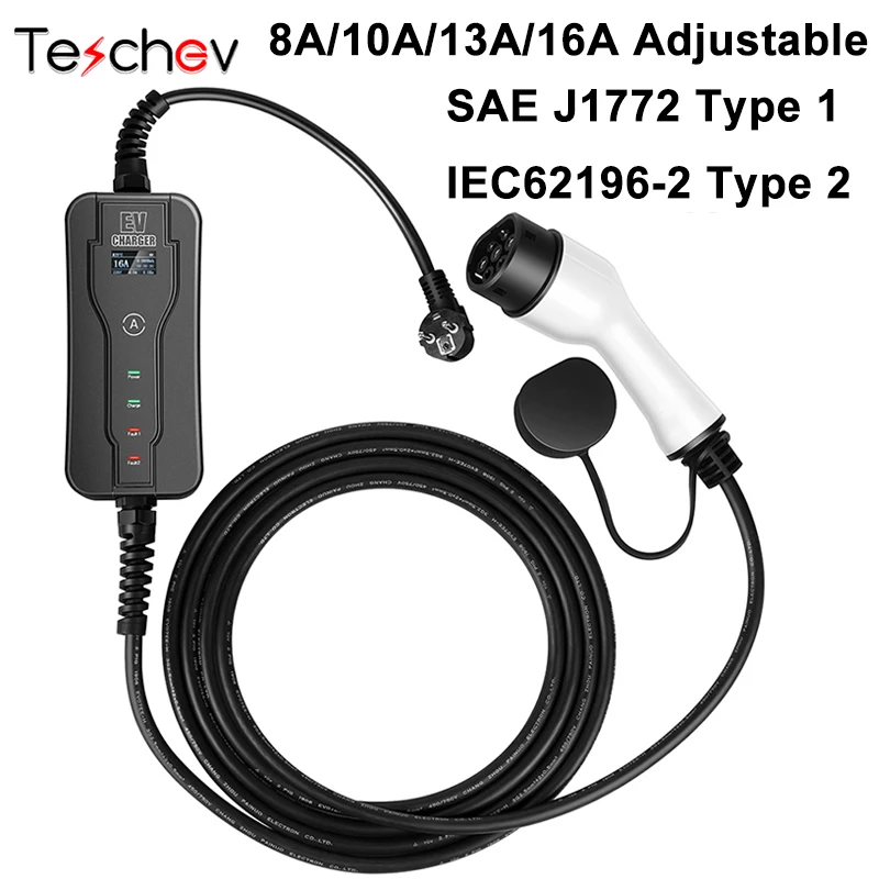 Gkfly 220v Ac Iec621962 Type 2 Ev Charger 8a 10a 13a 16a Adjustable