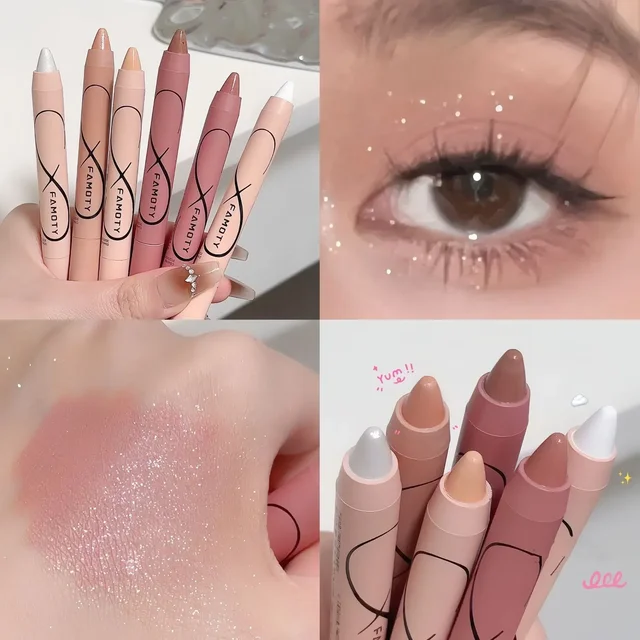 Highlighter Pen Matte White Lying Silkworm Pearlescent Eyeshadow Stick Brightening Pearl Eyeliner Waterproof Glitter Eye Shadow