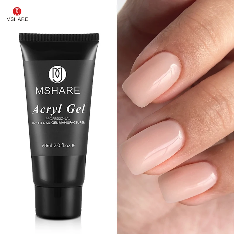MSHARE ציפורניים פולי אקריליות ג'ל בנייה UV Led אקריל ג'ל הארכת ציפורניים אקריליות ורודות לבנות שקופות אקריליות המה Tpo חינם ג'ל