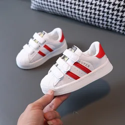 Children's White Non-slip Fashion Sneakers - Breathable Casual Shoes - 30 (Inner 18.5cm) (BeiketouRed)
