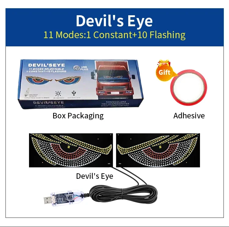 Devil Eyes Light for Cars Windshield, USB Plug & Play Car Eyes LED