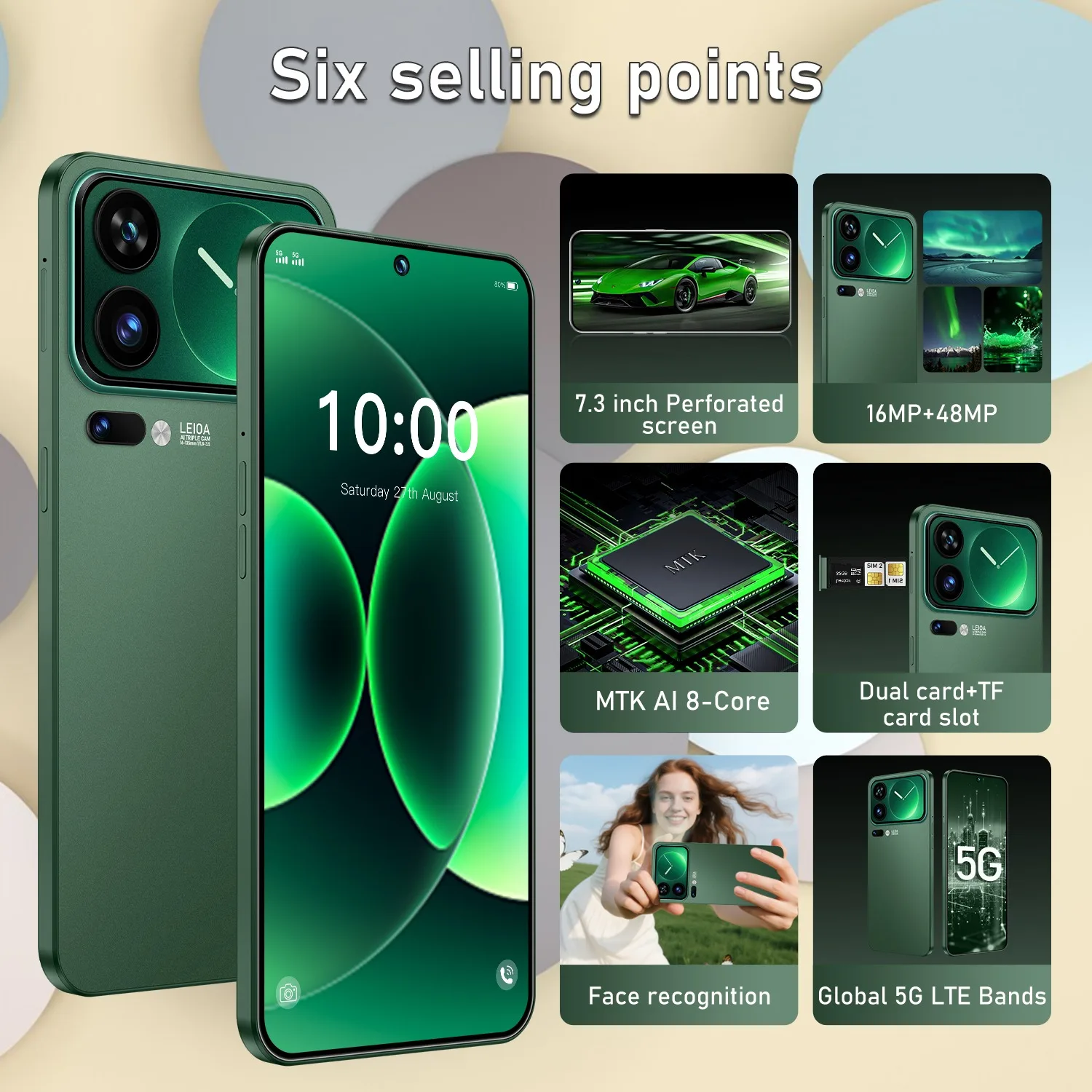 Nuove protezioni per lo schermo dello smartphone M17 Pro Max per cellulare 5G 22GB+2TB 7.3 pollici HD 7800mAh Display da negozio Android Mobile - Image 2