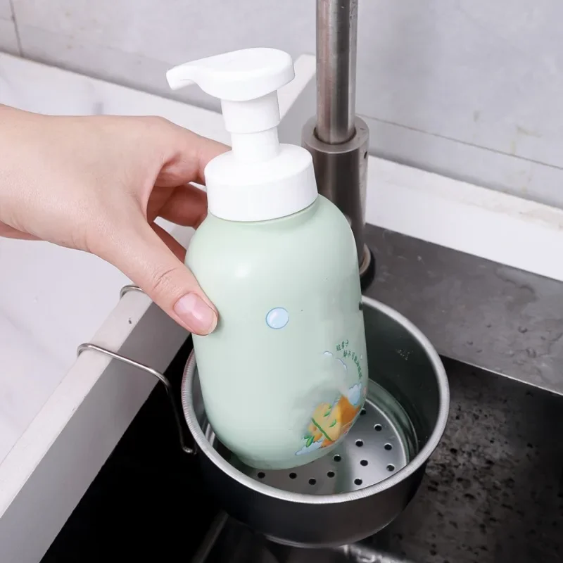 Kitchen Sink Drain Basket Stainless Steel Hanging Drain Rack Fruit Vegetable Sponge Drainer Rack Multipurpose Waste Filter