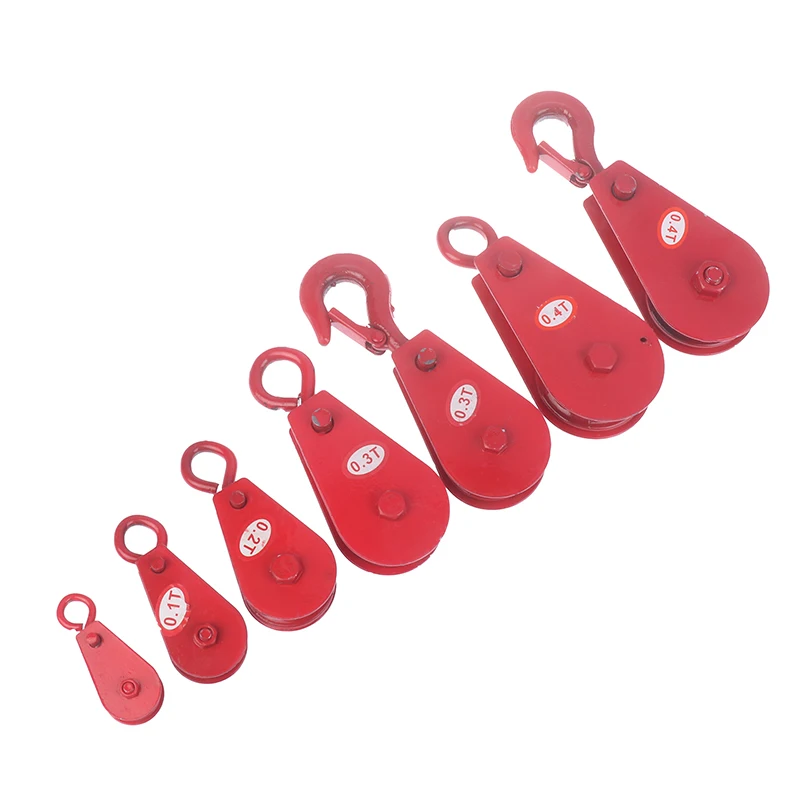 1PC Suspension Hook Suspension Ring Rolling Pulley 0.05T/0.1T/0.2T/0.3T/0.4T Fixed Pulley Wheel Round Ring Dynamic Pulley Set 4