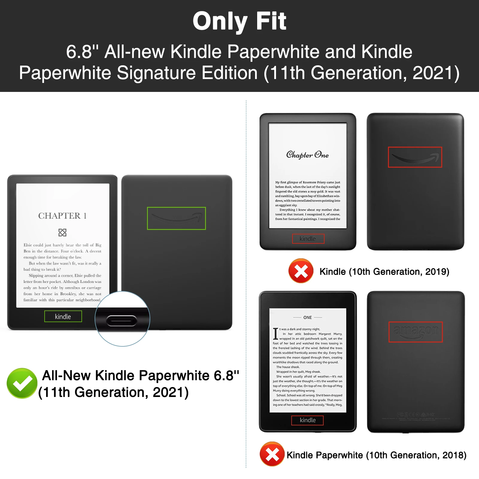 caso para paperwhite geração de kindle paperwhite edição de capa flip vertical premium