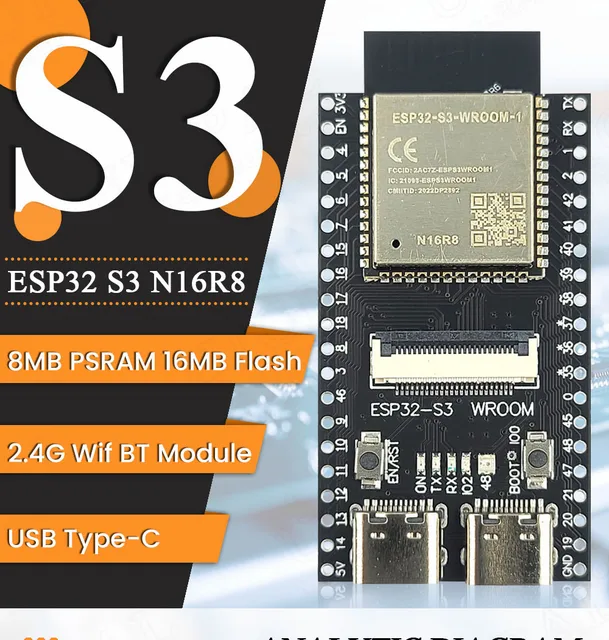Scheda Di Sviluppo ESP32 S3 DevKitC 1 N16R8 - WiFi Bluetooth 5.0 Dual Core - Foto 2