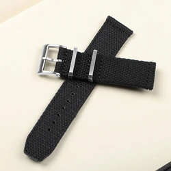Nylon Cotton Quick Release Braided Strap - Military Sport Soft Comfort Wristband - 22mm (Black)