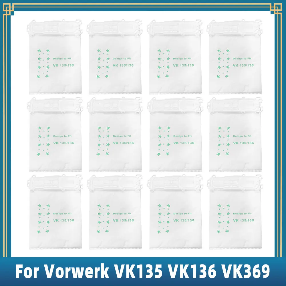 Kit Ricambio Arcets Per Folletto VK135 VK136 FP135 FP136 - 12 Sacchetti + Filtri HEPA - Foto 2