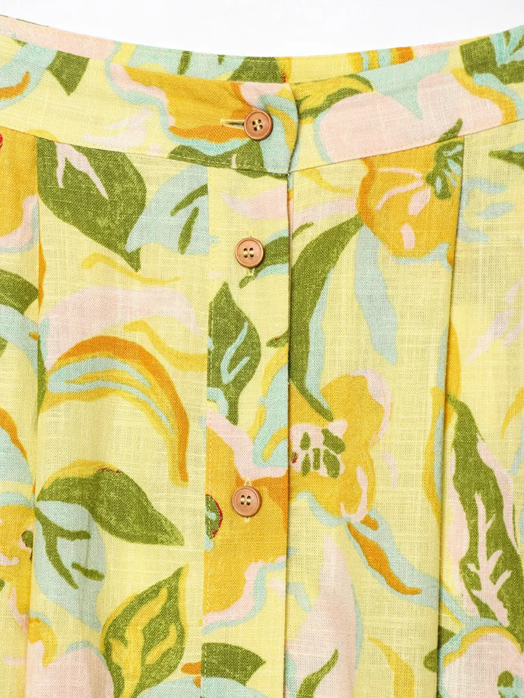 TFMLN Women Floral Print Skirt Two Piece Set Sexy Crop Sling Camisole Casual Beach Holiday Style A-line Skirts Sets Female New