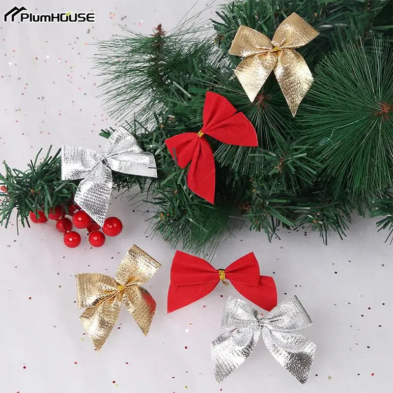 

12/24/36 шт. Рождественский бант, рождественские украшения для дома, золотой красный бант, украшения для рождественской елки, новый год 2024, Рождественский Декор