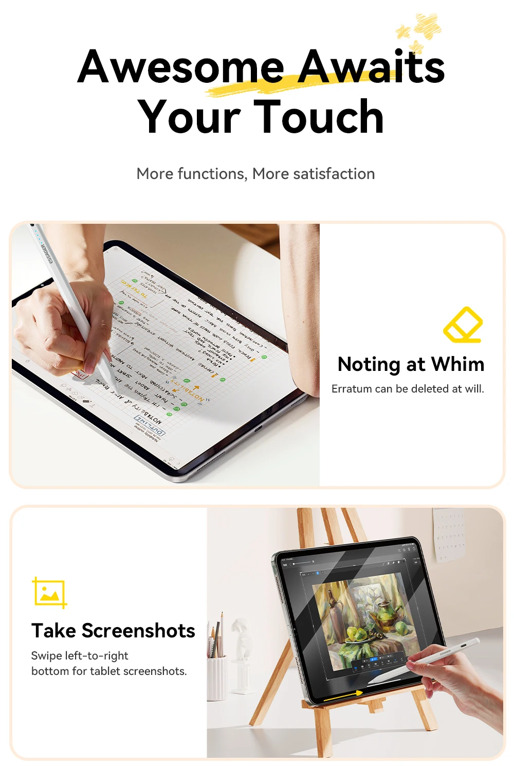 S558d3486b79c4af498e90d7b9a63baedX ⚡ Essager Stylet Magnétique Ultra-Précis pour iPad – Recharge USB-C