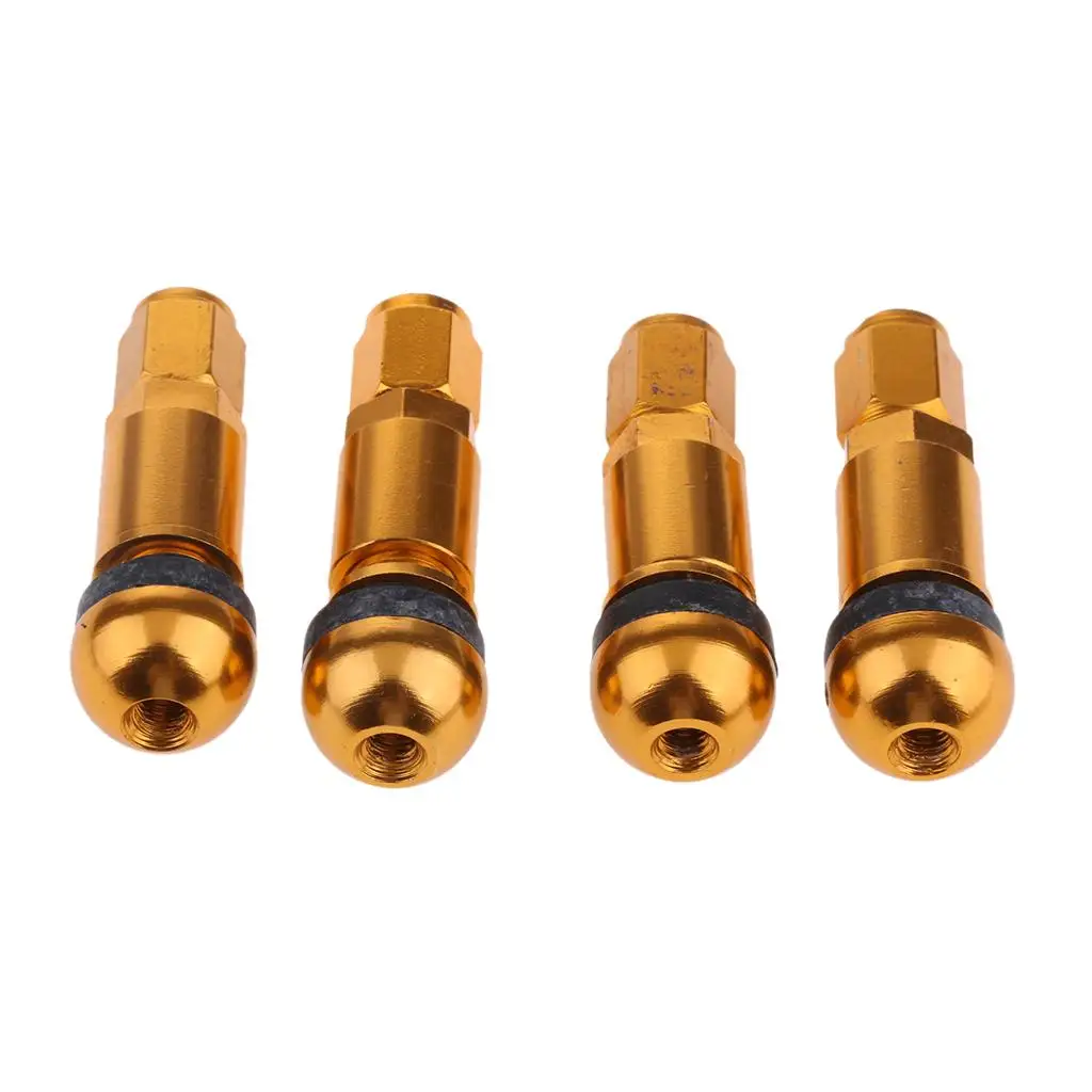 

4 Pcs Aluminum Car Tubeless Wheel Dust Caps Tire Stems Gold