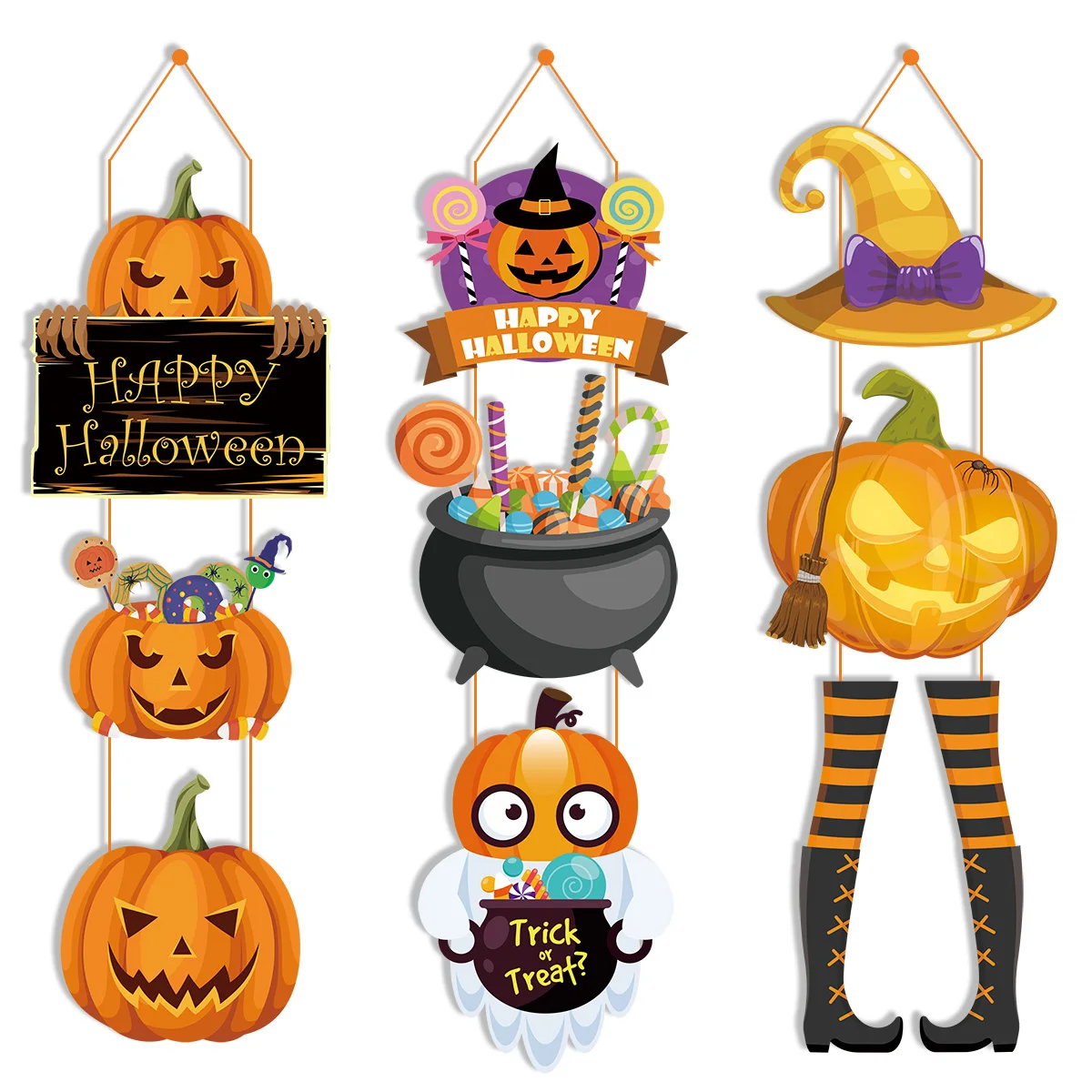 

Halloween Party Ornaments Pumpkin Ghost Witch Bat Door Hanging Pendents Happy Halloween Ghost Festival Party Hanging Decorations