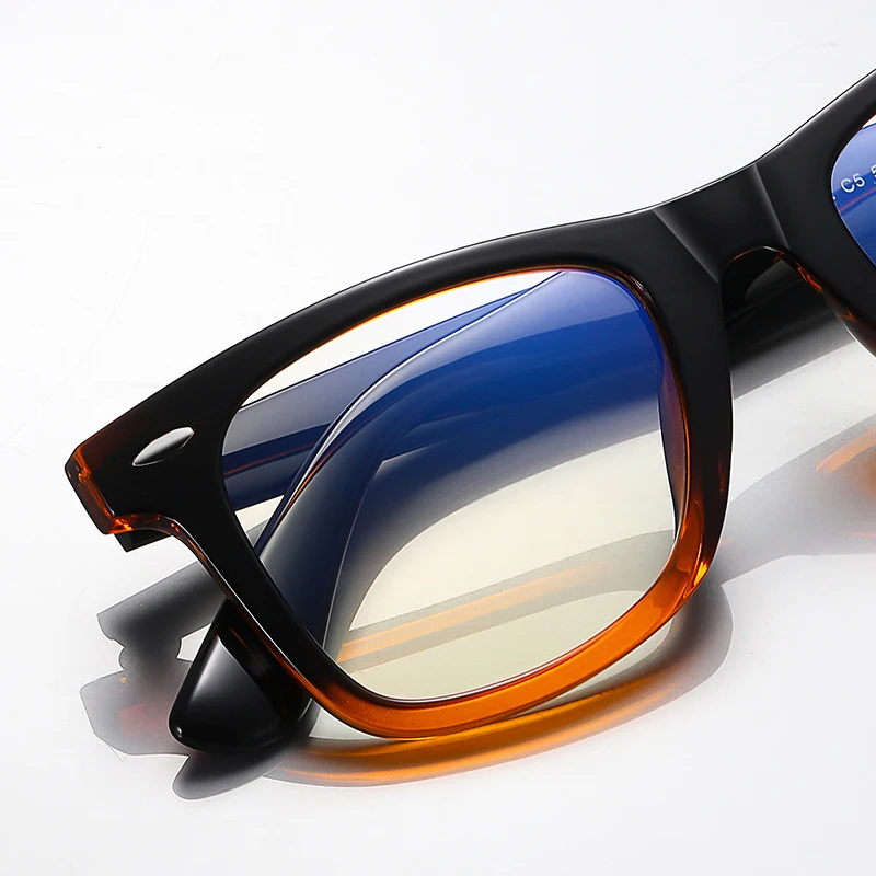 Brand Classic Men's Anti Blue Light Reading Glasses Vintage Rivets Gradient Square Eyewear Frame Computer Optical Eyeglasses +3 5