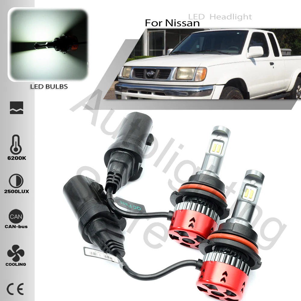 2PCS 9004 HB1 P29t LED Headlight Bulbs For Nissan 200SX Sentra Frontier Maxima 1995 hi/lo high