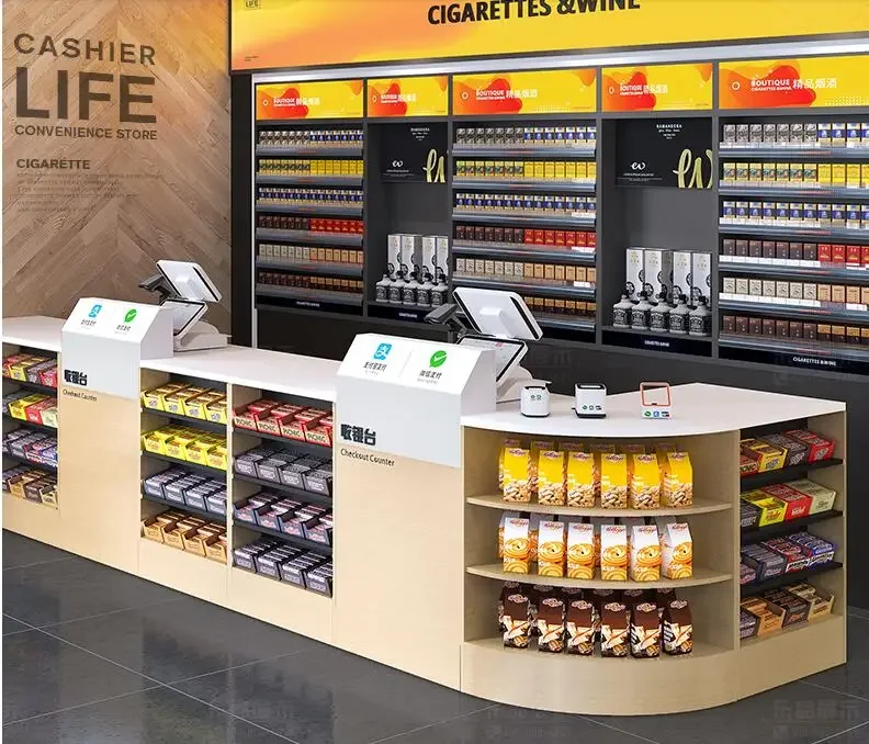 Simple Combination Corner Wooden Small Supermarket Front Counter, Convenience Store, Convenience Store