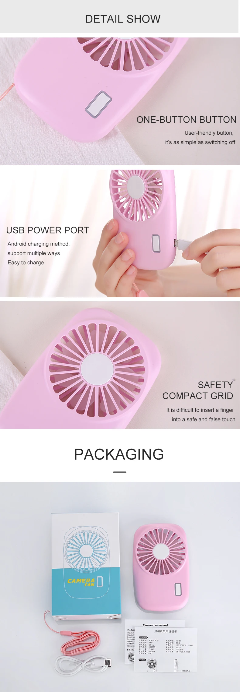 Description Picture 5 of itemSummer Portable Mini Handheld Air Cooling Fan USB Rechargeable Desktop Electric Fan for Outdoor Travel Office
