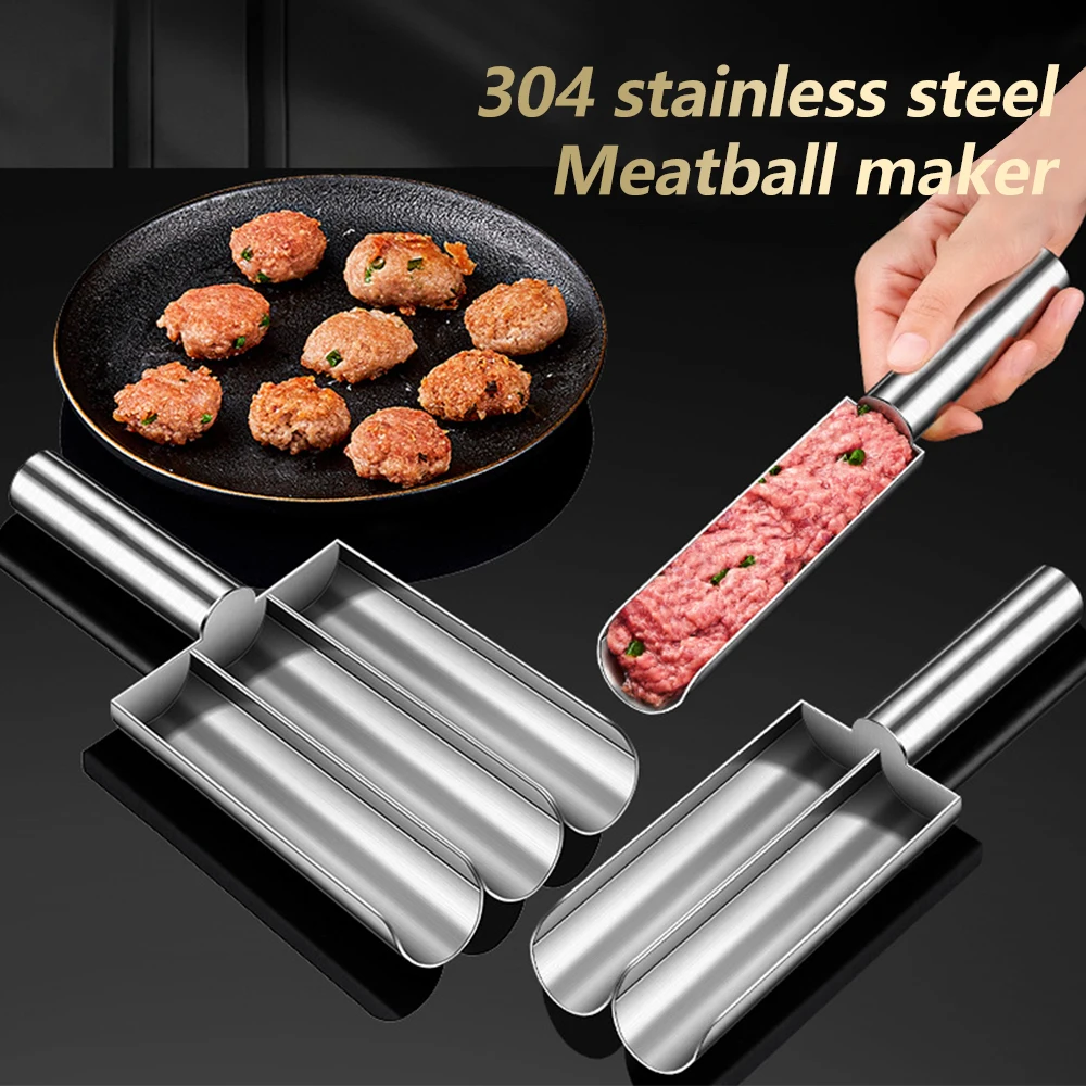 Meat Ball Scoop with Cutting Spade Ball Maker, None-Stick Meatball Maker Creative Kitchen Triple Meatball Maker
