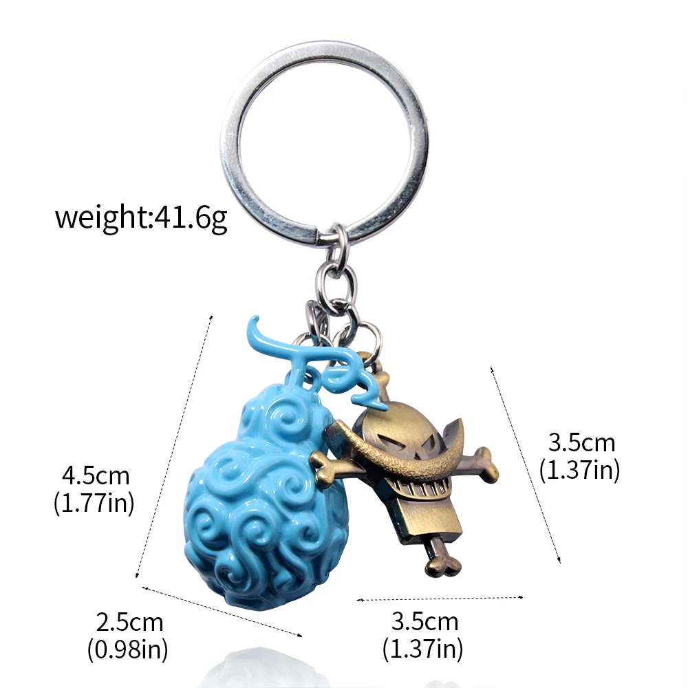 Anime Keychain Devil Fruit Key Ring Roronoa Zoro Ace Hat Rubber Fruit Pendant Figure Model Kids Toys Gift