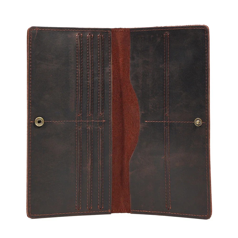 

Long Wallet for Man Vintage Genuine Leather Card Wallets Checkbook Credit Cards Holder Clutch Bag with Multi Card Pocket Purse
