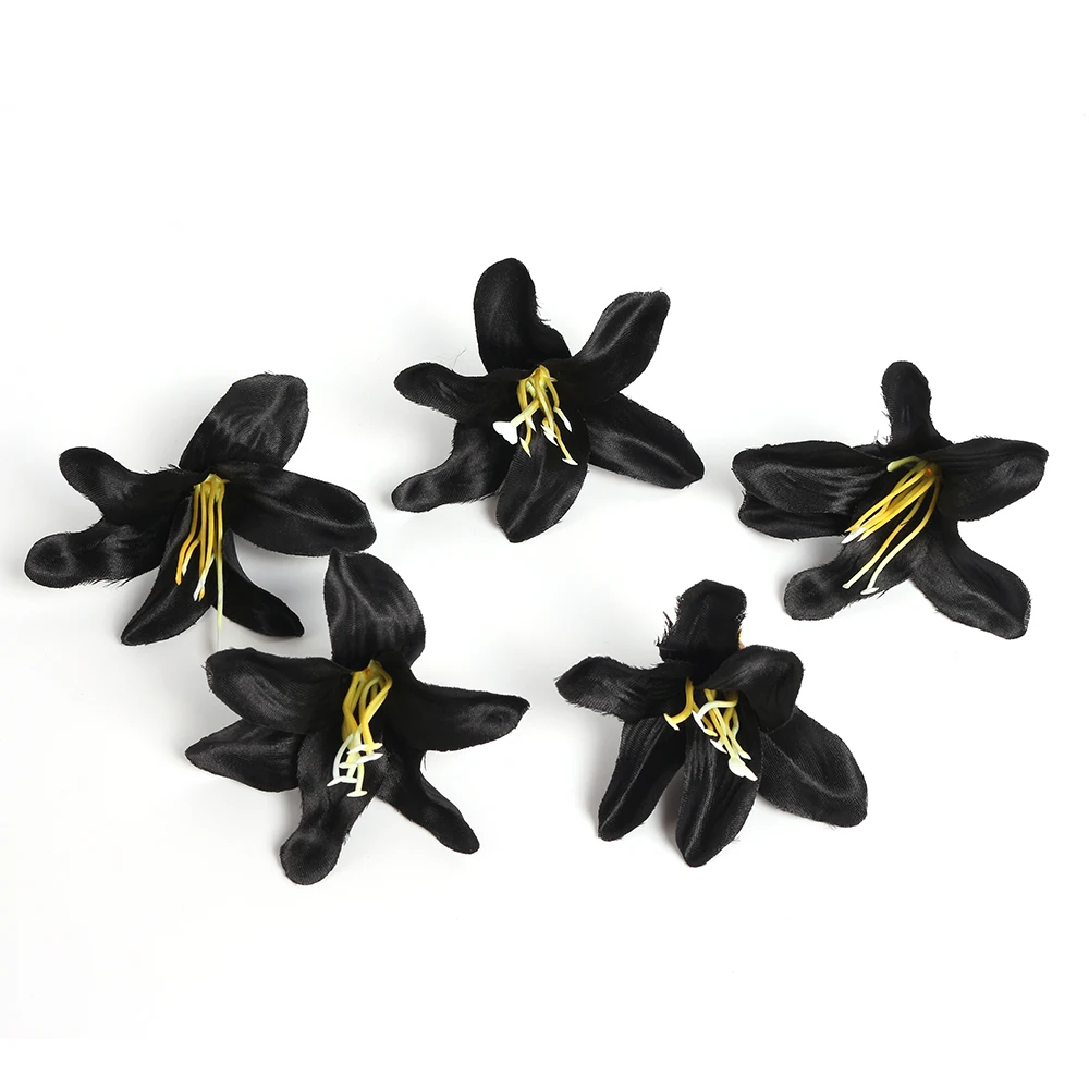 5 pezzi Black Rose Bouquet Black Flowers artificiali Fago fiore di seta
