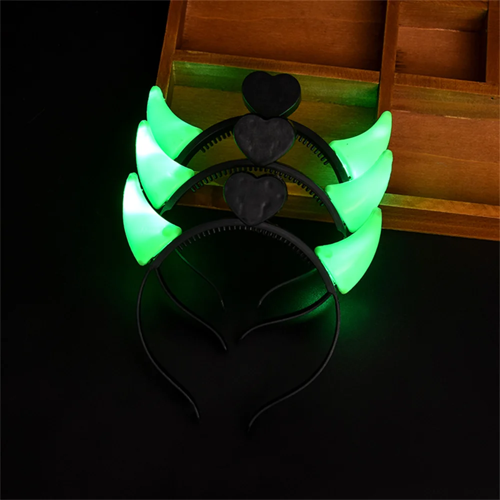 Led Devil Horn Light Up Headband Evil Halloween&Christmas Party Decor Party Glitter Headwear Cosplay Party Costume Hair Hoop