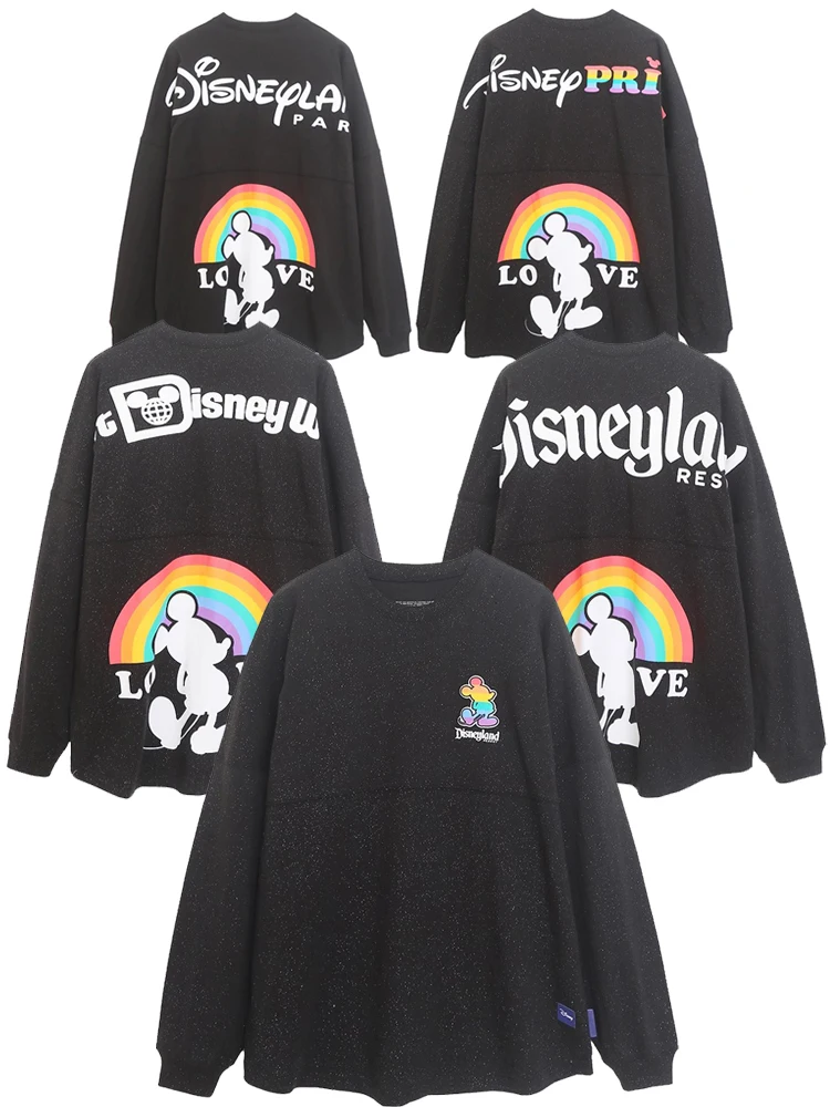 Disneyland Walt Disney Wereld Kasteel Mickey Mouse Parijs Achterkant Cartoon Print Sweatshirt Unisex Paar Vrouwen Lange Mouw Tops