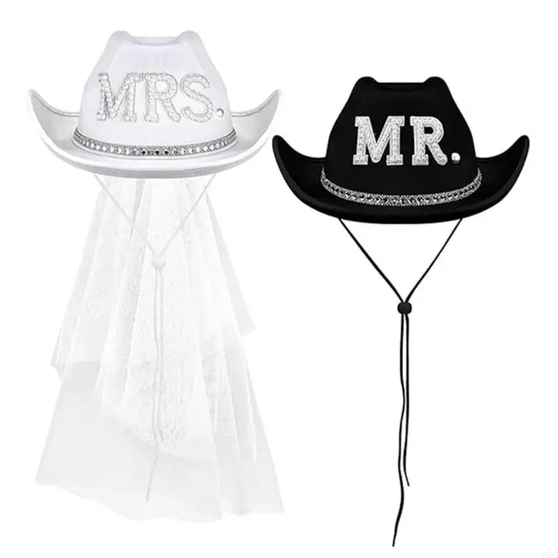 49MC Jeweled Hat Glinting Rhinestones Cowboy Hats for Carnivals Music Festival