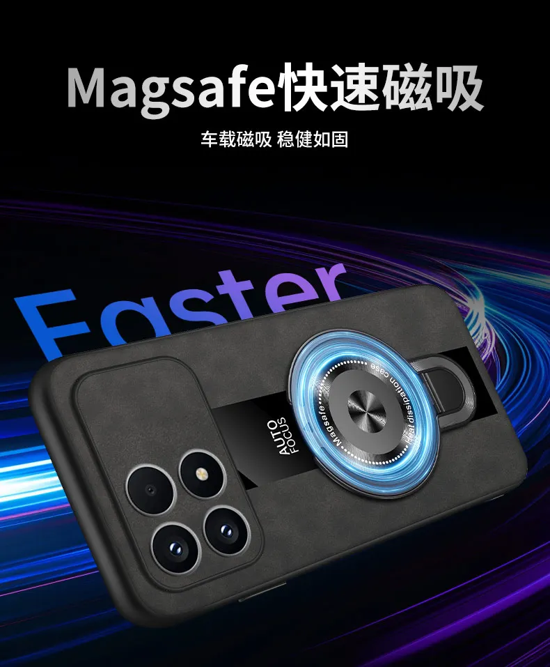 Für Xiaomi Poco F8 Pro Fall Magnetische Ring Halter Luxus Plexiglas PU Silikon Schaffell Leder Stoßfest Zurück Abdeckung – Detail 9