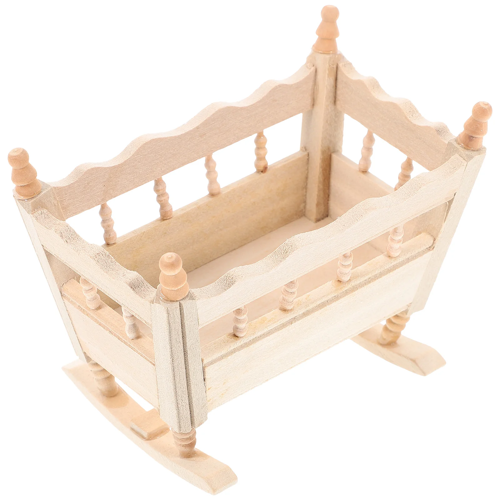 

Mini House Bed Furniture Miniature Scene Decor Manual Model Dollhouse Wood Crib Wooden Cradle Adornment Ornament Baby