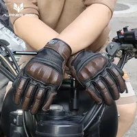 Gants de Moto en cuir perforé rétro d'été pour hommes et femmes, gants de motard de Motocross à doigt complet, équipement de Moto M-XXL 3