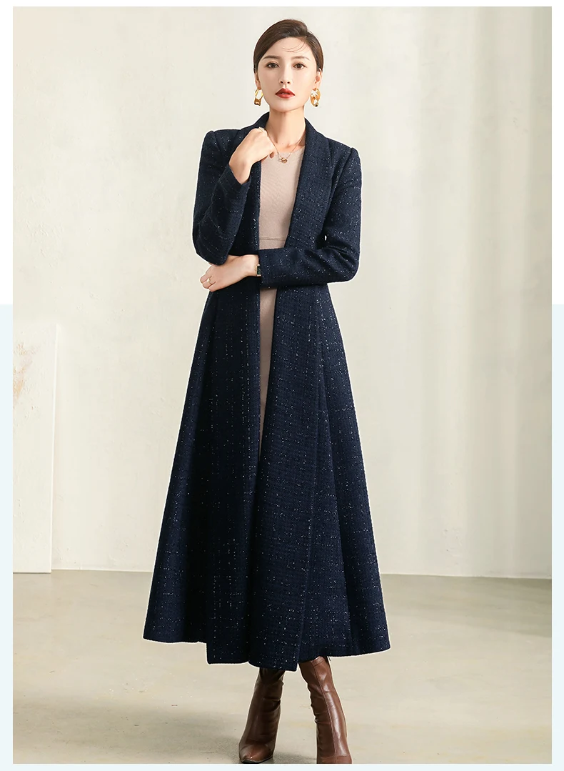 Blue Plaid Wool Coat Image 9