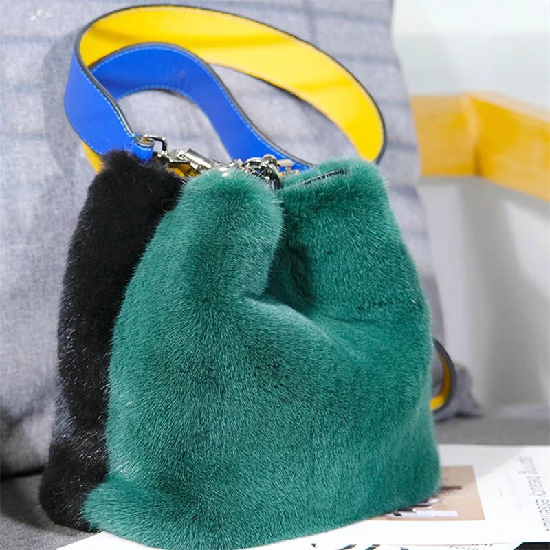 Bucket Bag Women Evening Fur Bag Luxury Designer Luxury Fur Bags