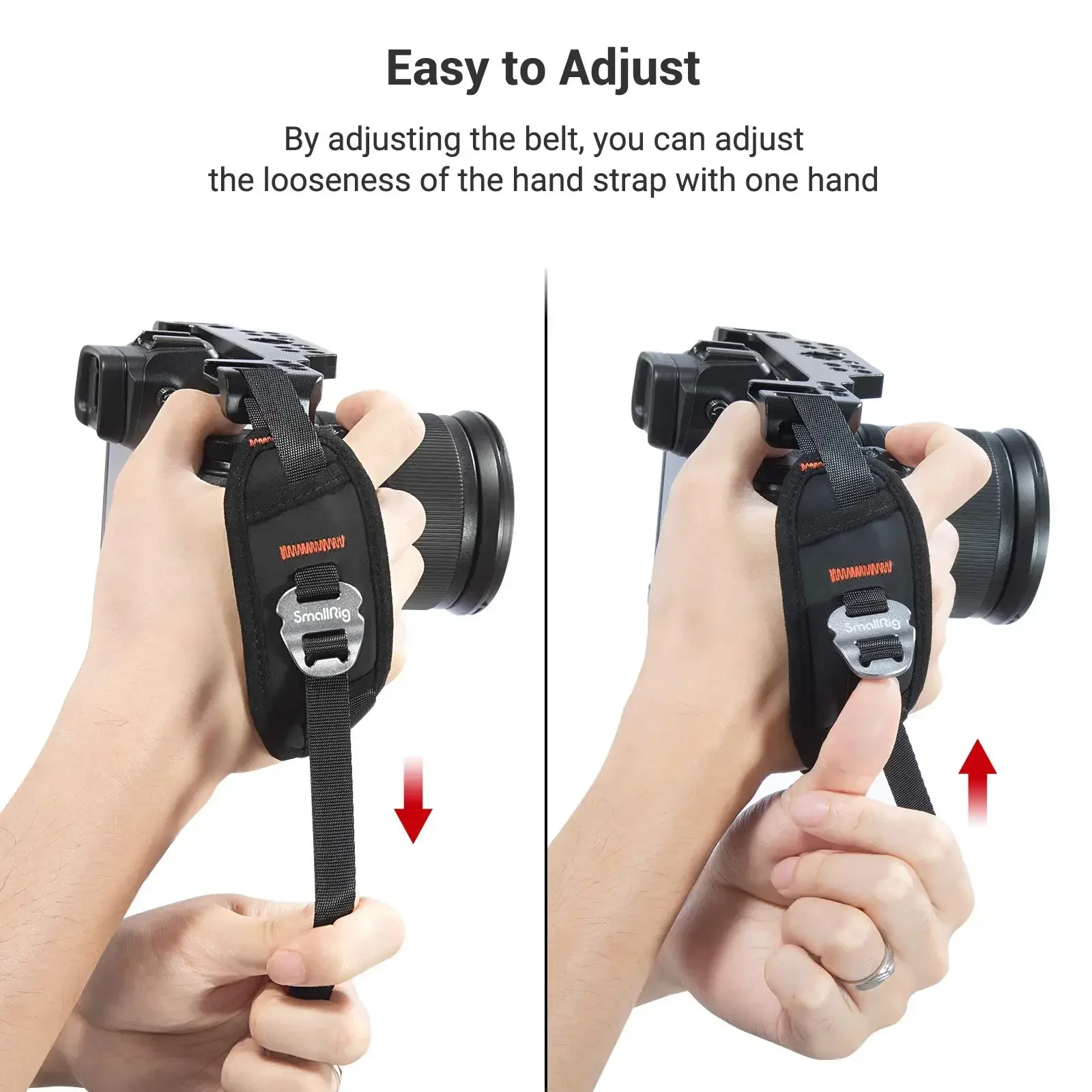 SmallRig DSLR 카메라 케이지용 범용 핸드 스트랩 스트랩 슬롯 케이스가 있는 사이드 핸드그립 조절 가능한 안전 그립 지원 리그 -2456