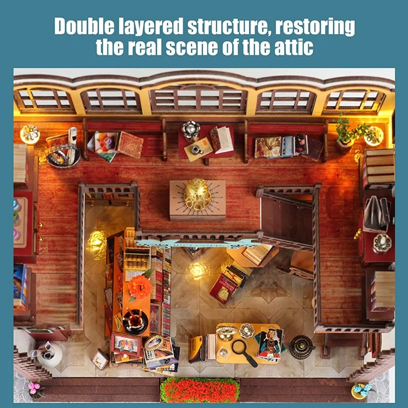 DIY 북 누크 키트, 3D 나무 퍼즐 북엔드 키트, 북엔드 모델 빌드 창의력 키트, 생일 파티용 LED 조명 포함