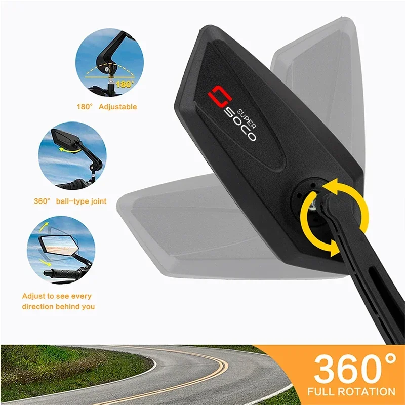 SUPER SOCO CPx CU TC 50 MAX TS TSX 1500 SUPERSOCO 스퀘어 오토바이 미러 조정 가능한 백미러 쉬운 설치