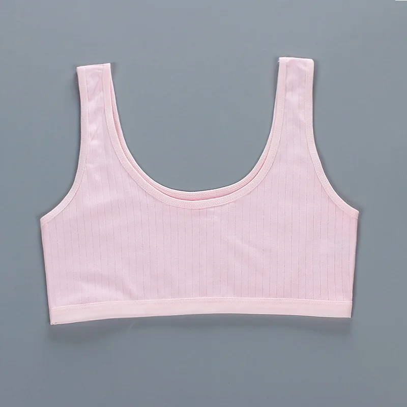 Training Bra Sports Bra Cotton Bra Girls Bra Cotton Striped Vest Young Girls Suspenders Double Layer Summer 8-16 Year Old