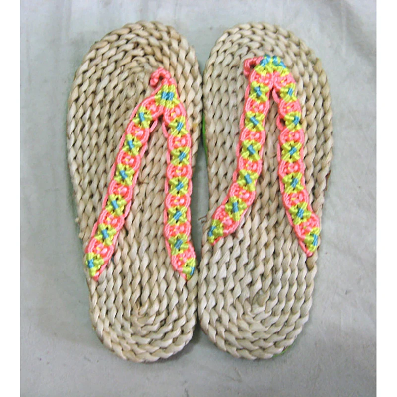 

Natural Environmental Protection 2023 New Women'S Flip-Flops Hand-Woven Belt Rubber Bottom Straw Woven Home Casual Sandals