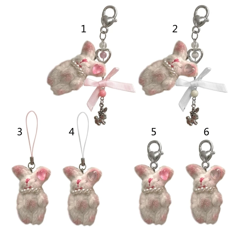 

Быстрая цепочка для телефона с бантом, крутая девушка, плюшевый брелок с подвеской в ​​виде кролика, подвеска на ремешке,