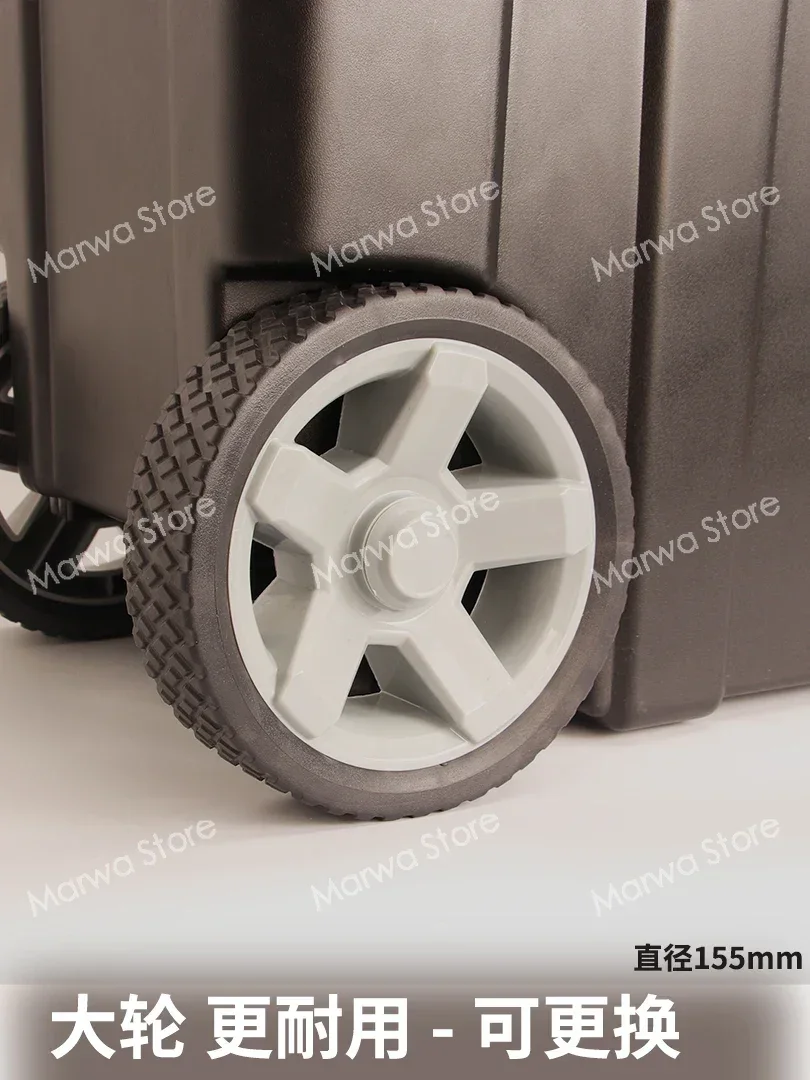 Multi-function trolley tool box, double layer movable box thickened wheelie cart