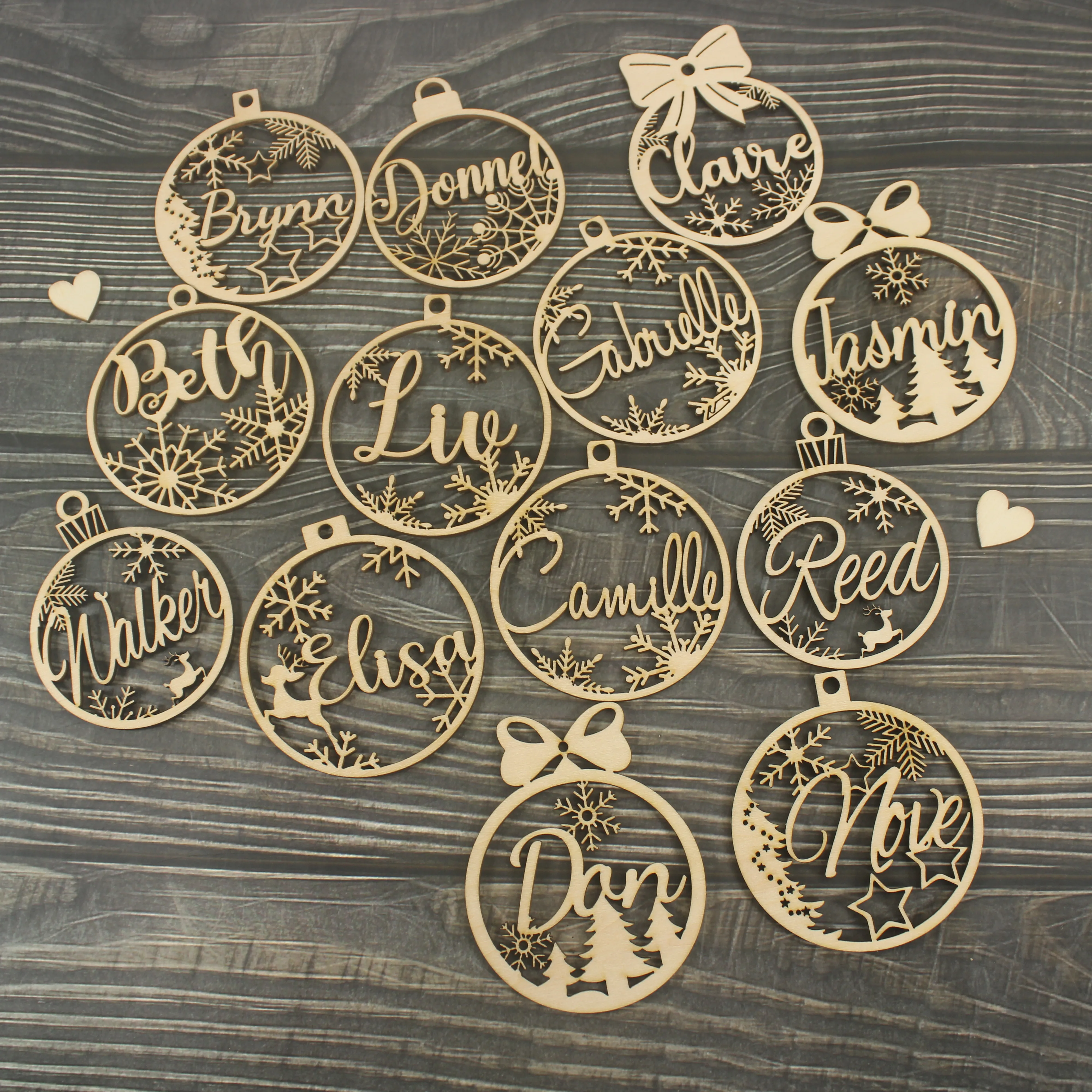 Christmas Decorations Christmas Snowflakes Custom Wood Pendant Laser Cut Name Christmas Ball Gift