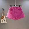 Korean Style High Waist Wide Leg Candy Color Loose Fit Slimming Fashionable Summer Short Jeans Women's Clothing