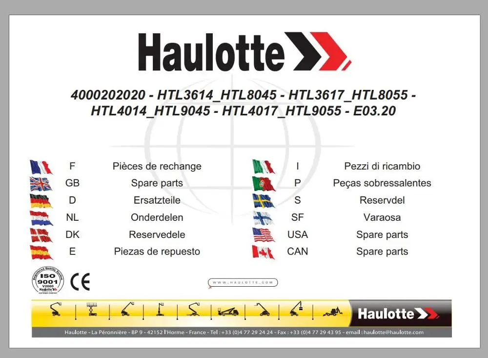 

Рабочие Платформы Haulotte PDF 23,45 ГБ обновление [08,2021] обслуживание, руководство по обслуживанию и эксплуатации, руководство по обучению и заказам запчастей