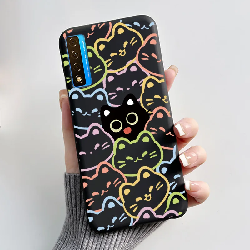 Floral Pattern Shockproof Case - Fashion Cartoon Design, Soft Black Cover