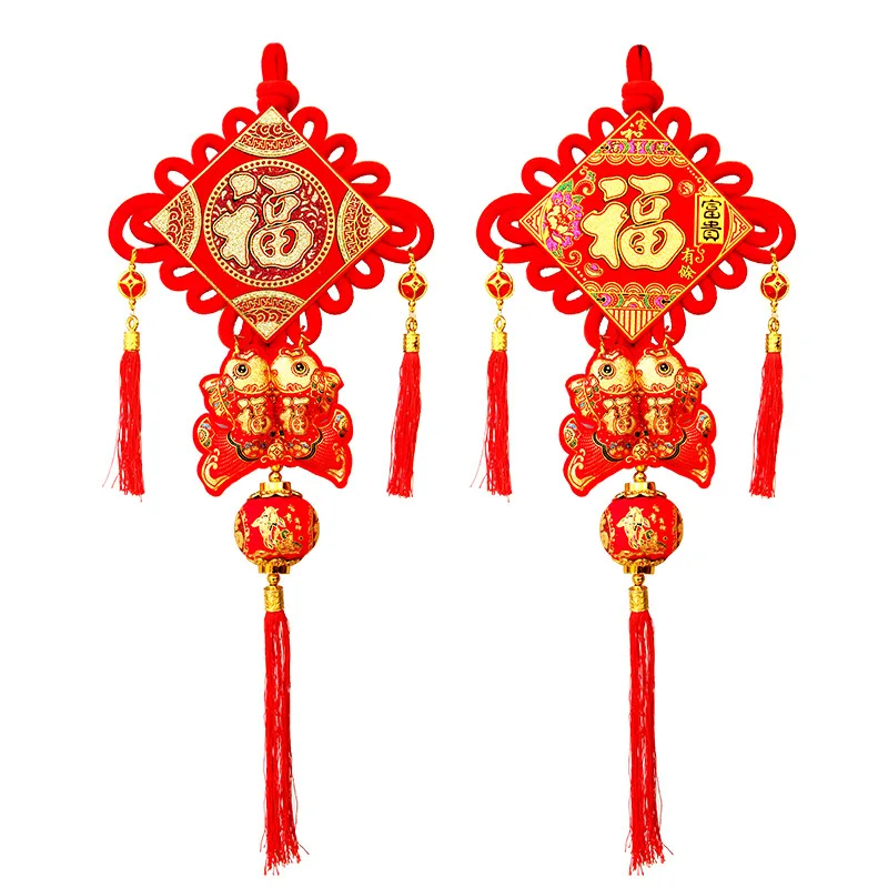 Handgemaakte Chinese Knopen 2 Pack Chinese knoop kwast Nieuwjaar decoratie rode lucky oosterse hanger ornamenten for nieuwjaar geschenken lente festival Nieuwjaarsdecoratie, Feng Shui Decor