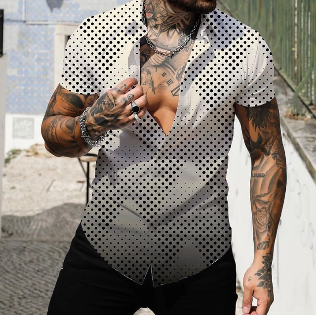 

2024 Spring/Summer Season Dark Color Outward Flip Summer Men's T-Shirt Casual T-Shirt 3d Printed Men's Top